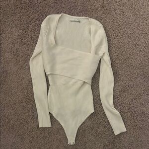 Abercrombie and Fitch - Cream Ribbed Long Sleeve Bodysuit